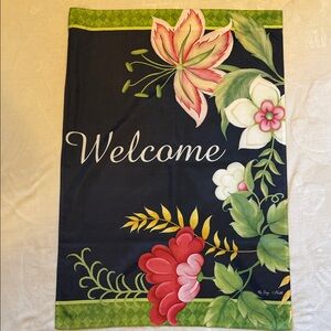 Floral Welcome Outdoor Flag 28x40